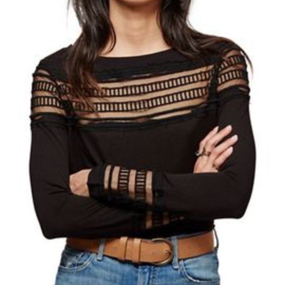 Free People Mesh Panel Black Longsleeve